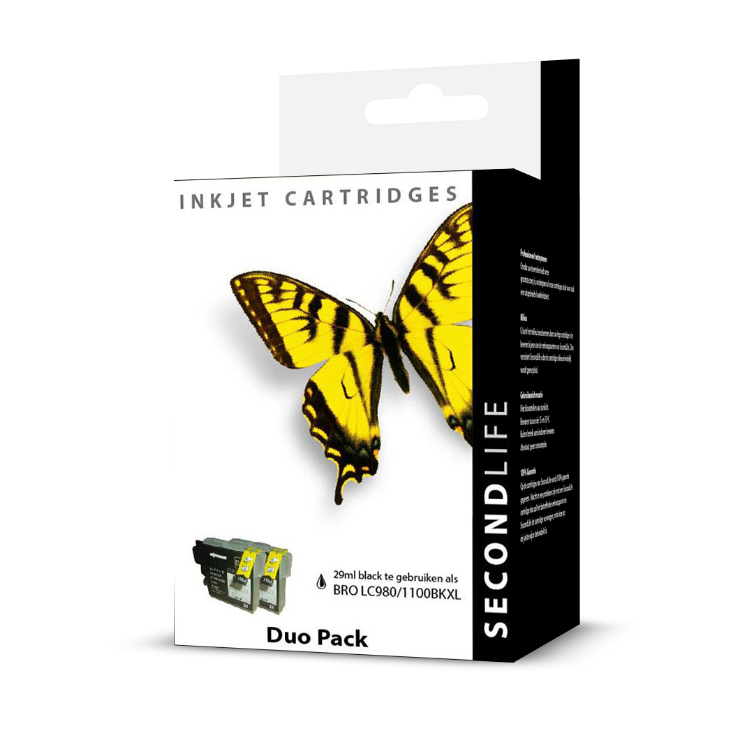 SecondLife - Duopack Brother LC 980 / 1100 Black