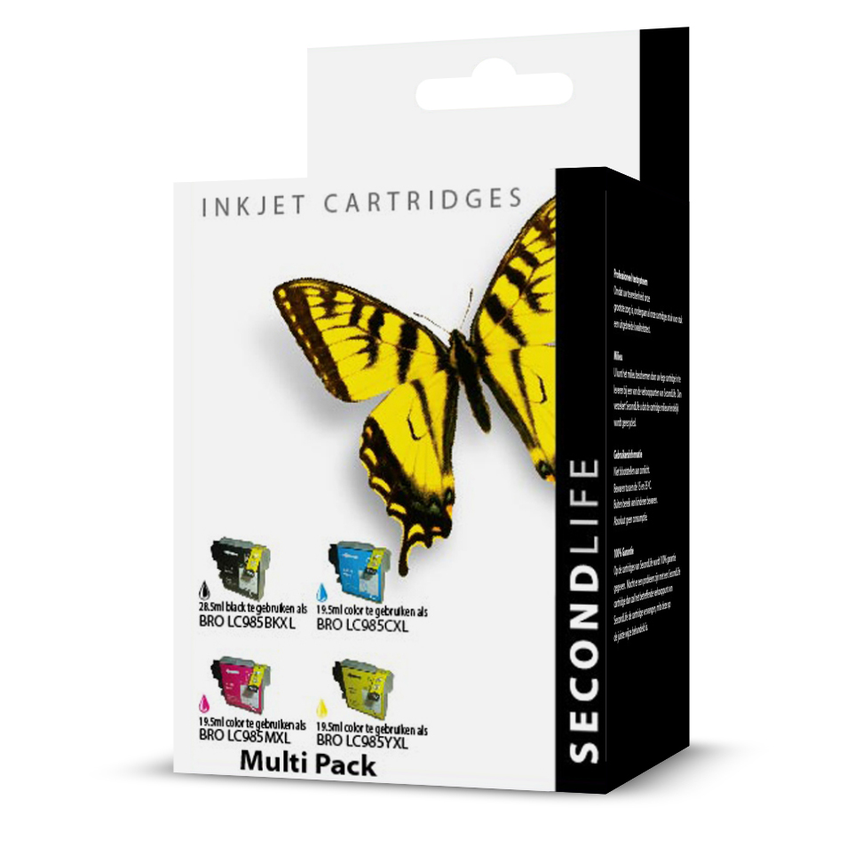 SecondLife - Multipack Brother LC 985 BK  C  M en Y