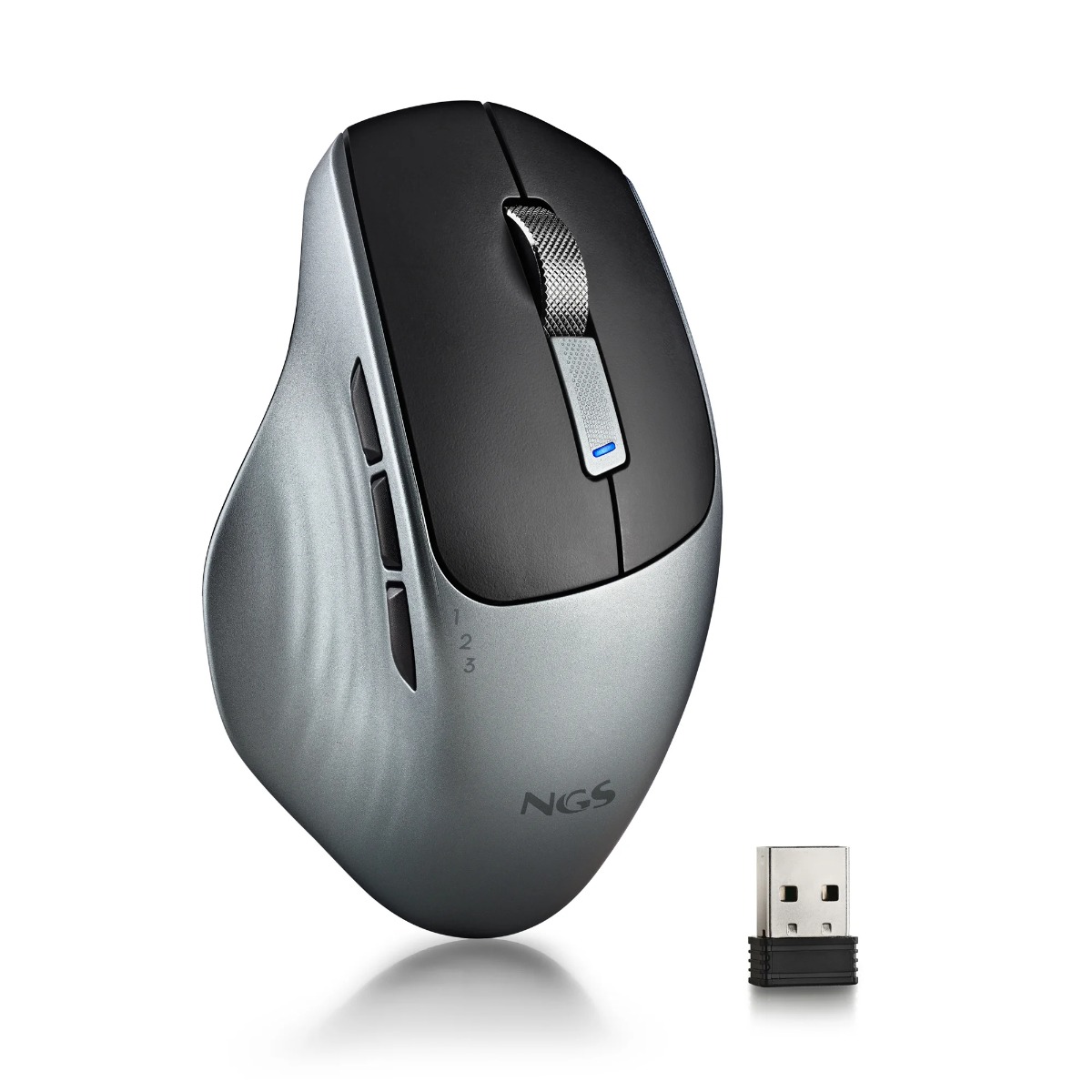 NGS Lush Stille Draadloze Muis – 2.4 GHz + Bluetooth - Oplaadbaar - 6 knoppen