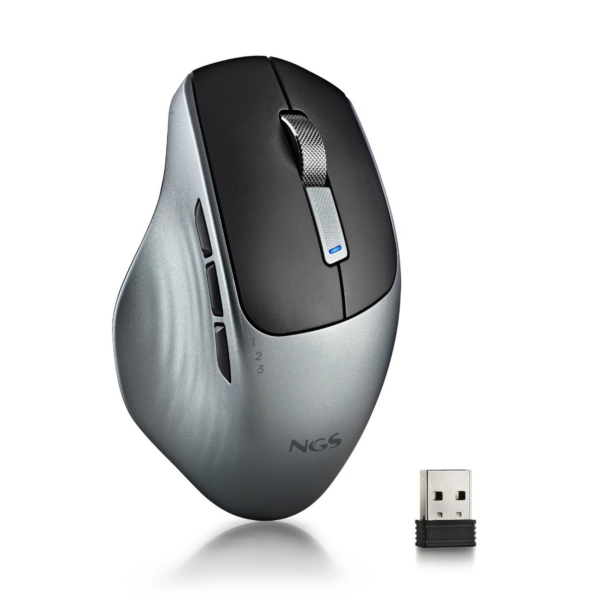 NGS Lush Stille Draadloze Muis – 2.4 GHz + Bluetooth - Oplaadbaar - 6 knoppen